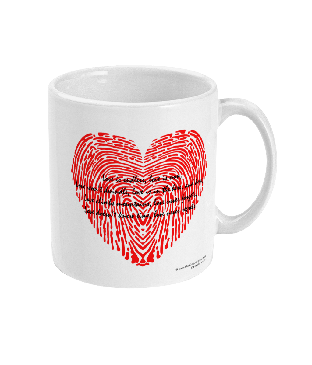 Love Is Love Quote, Fingerprint Heart Coffee Mug