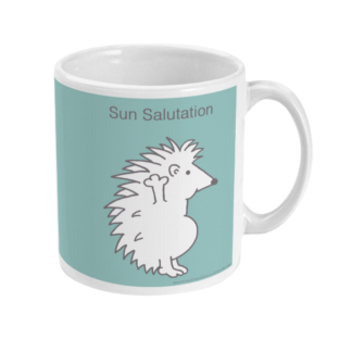 Hedgehog Yoga Pose Mug – Funny Sun Salutation Pose 11 floz Coffee Mug HHSUNSAEGGBLUR