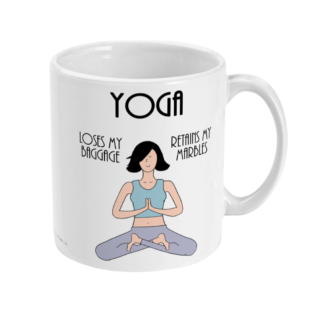 Funny Yoga Coffee Mug – Yoga Mug- Loses Baggage – Retains Marbles – 11oz Ceramic R