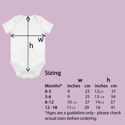 Unisex Bodysuit Organic Cotton (Newborn -18 months) Size