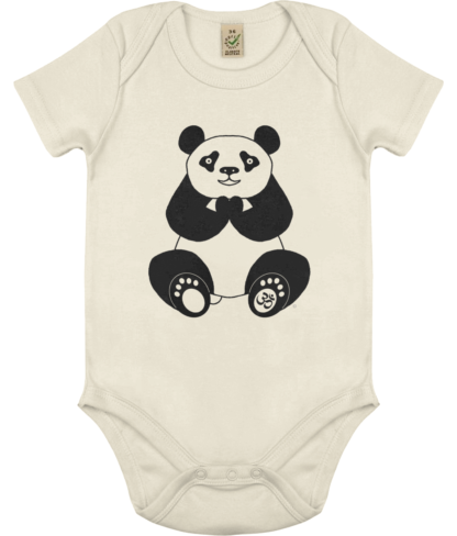 Unisex Peace Panda Om Bodysuit Organic Cotton (Newborn -18 months) ecru