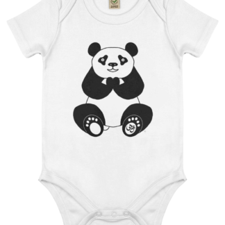 Unisex Peace Panda Om Bodysuit Organic Cotton (Newborn -18 months) white