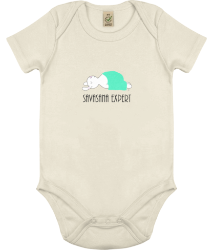 Unisex Yoga Rabbit - Bunny Savasana Bodysuit Organic Cotton (Newborn -18 months) ecru