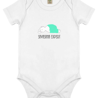 Unisex Yoga Rabbit – Bunny Savasana Bodysuit Organic Cotton (Newborn -18 months) white