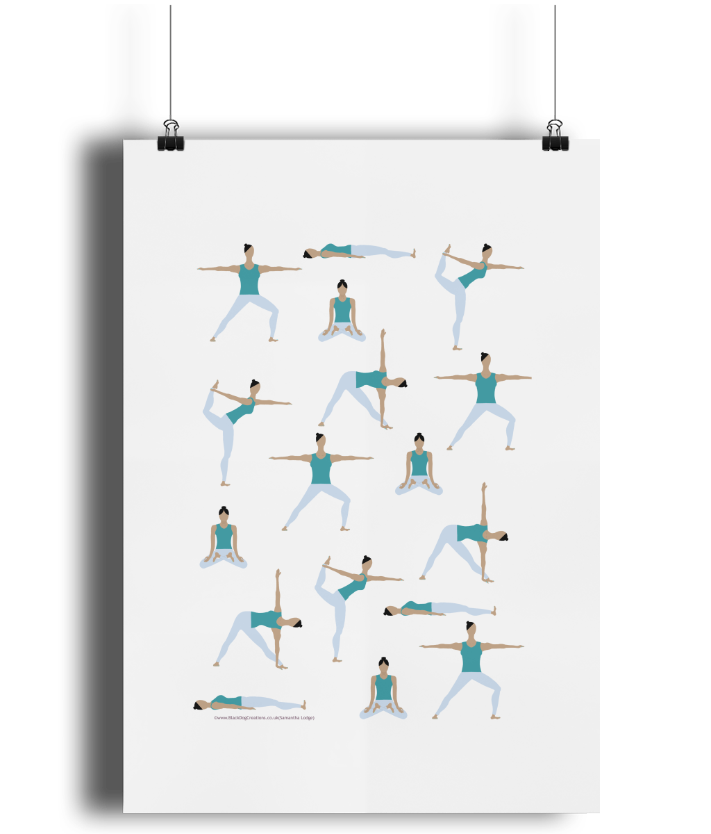 Desk Yoga Print - White | Yoga Pose Print | Home Office Print | WFH Pr –  deskyoga