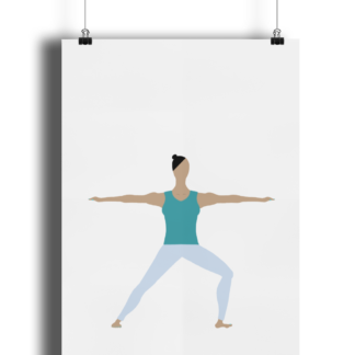 Yoga Pose Poster Print Giclee Art Print Matte Finish Warrior 2 Pose Y_WAR2_POSTER