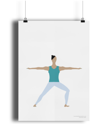 Yoga Pose Poster Print Giclee Art Print Matte Finish Warrior 2 Pose Y_WAR2_POSTER